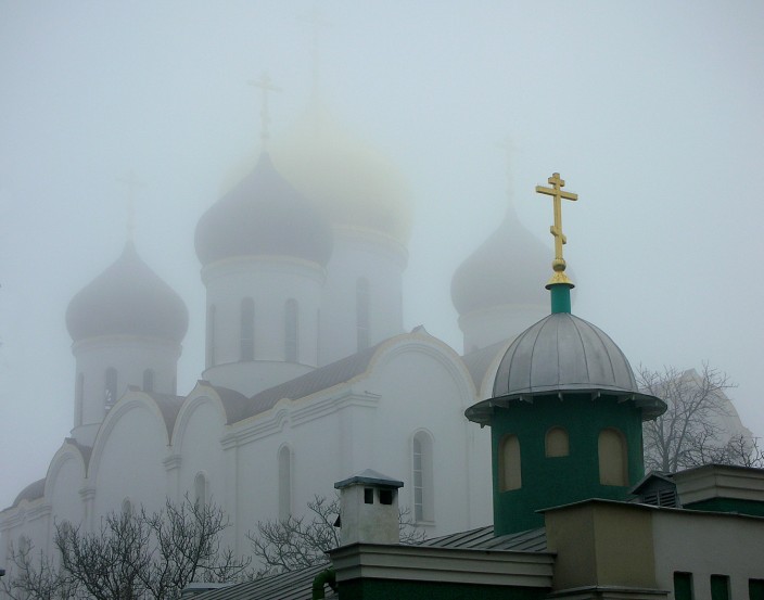 Monastery domes in the fog